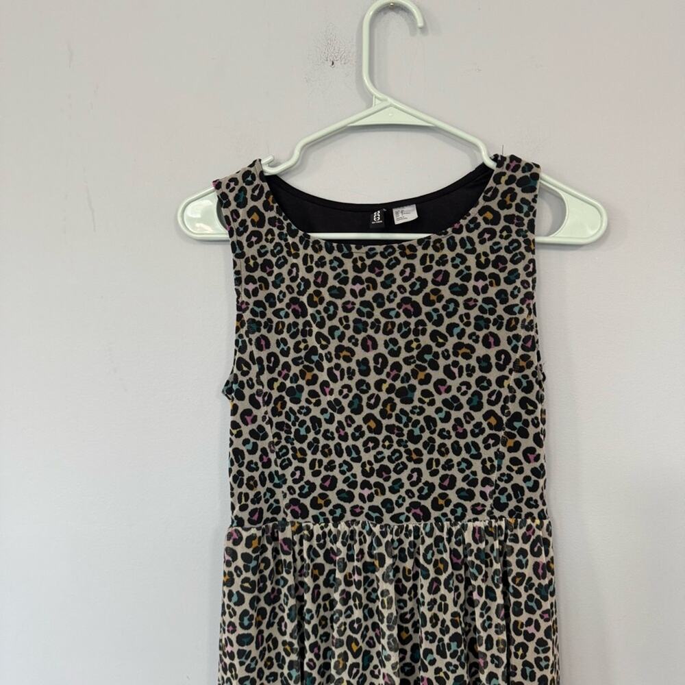 H&M Rainbow Leopard High Low Hi Lo Sleeves Dress Women’s Size 6 Spandex Blend - Picture 4 of 7